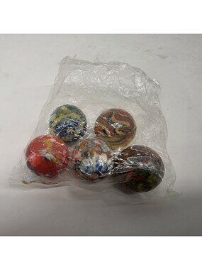 Colourful Swirl Bouncy Balls Set - 5 Pcs - Kids Toy Play Fun